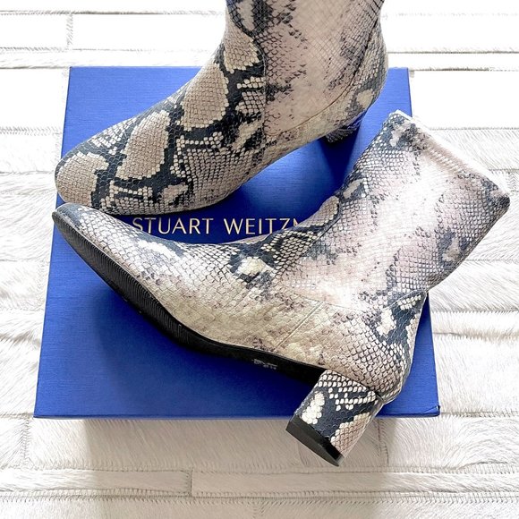 HP🎉 NWT Stuart Weitzman Ernestine Python Print Leather Boots - Picture 6 of 11